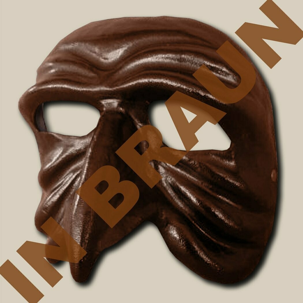 Stenterello marrone di cuoio per la Commedia dell' Arte - Ledermaske