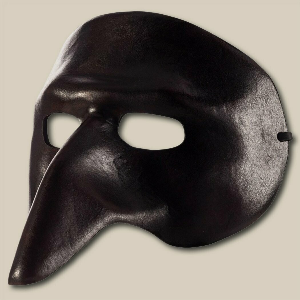 Zanni nero di cuoio per la Commedia dell'Arte - Ledermaske