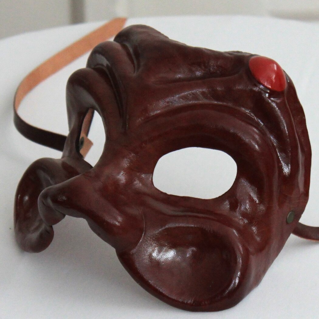 Arlecchino marrone di cuoio per la Commedia dell' Arte - Maske