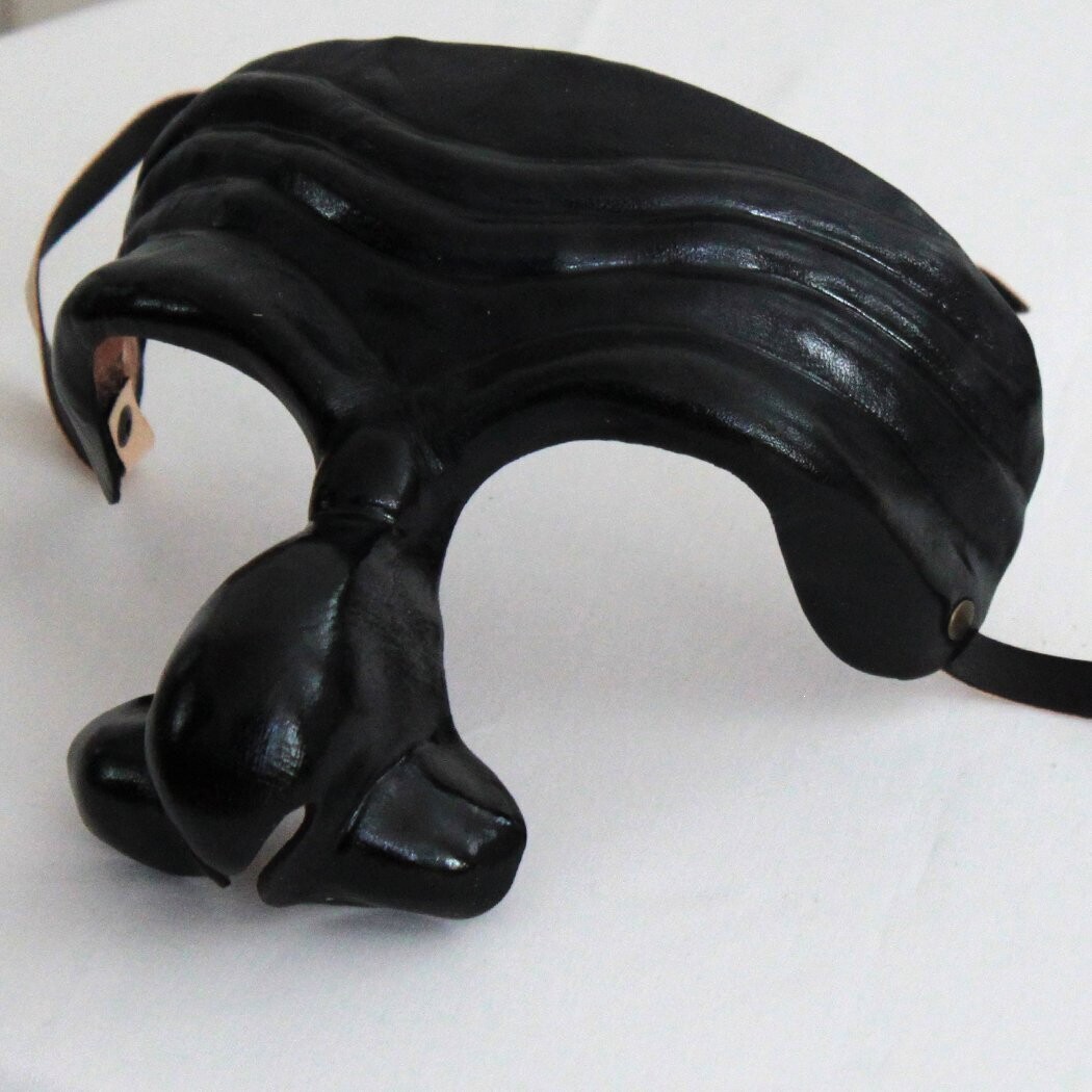 Dottore balanzone nero di cuoio per la Commedia dell' Arte - Ledermaske