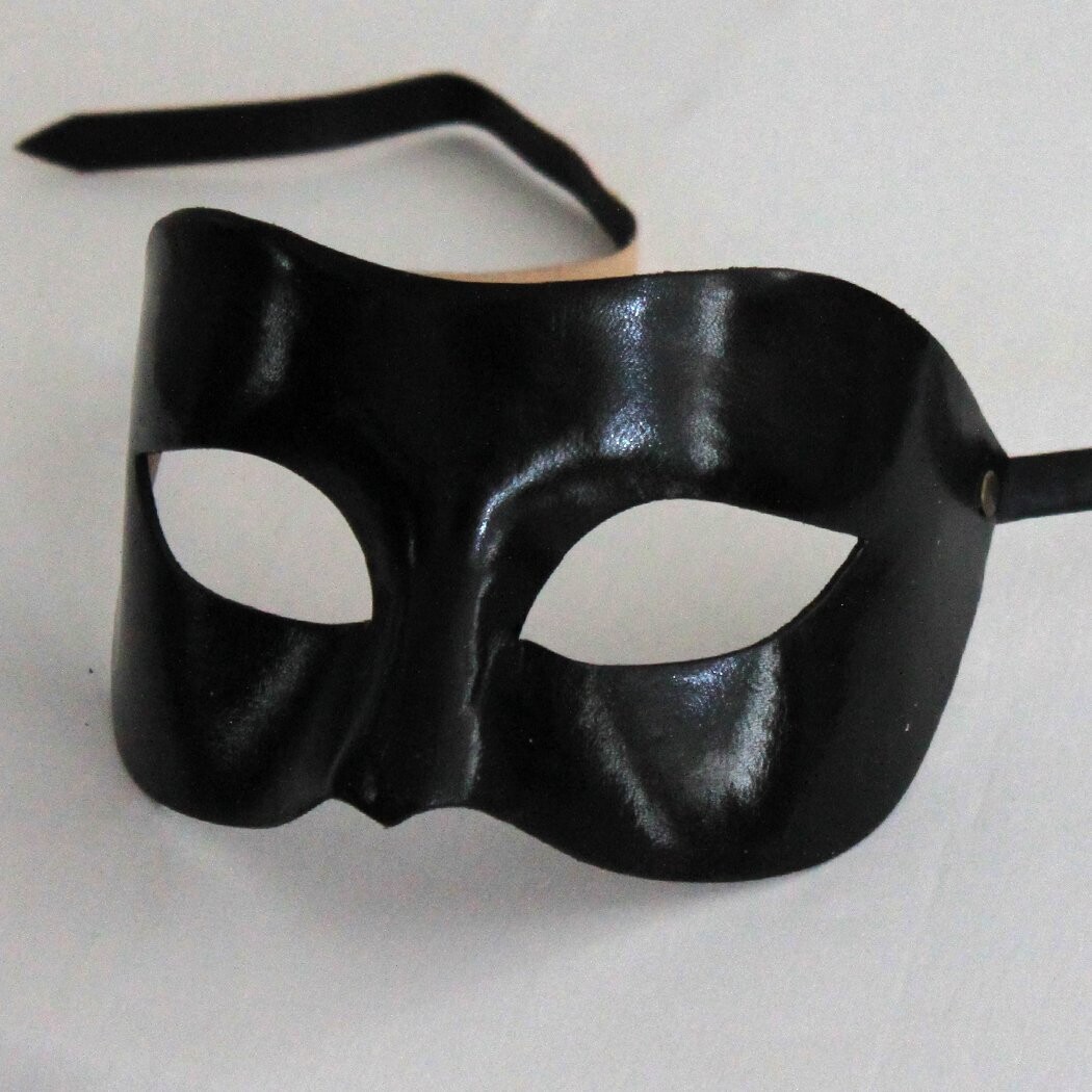 Arlecchina nera di cuoio per il Commedia dell'Arte - Leder-Larve