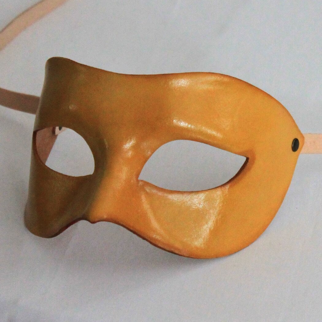 Pagliaccio giallo di cuoio per il Commedia dell'Arte - Leder-Larve