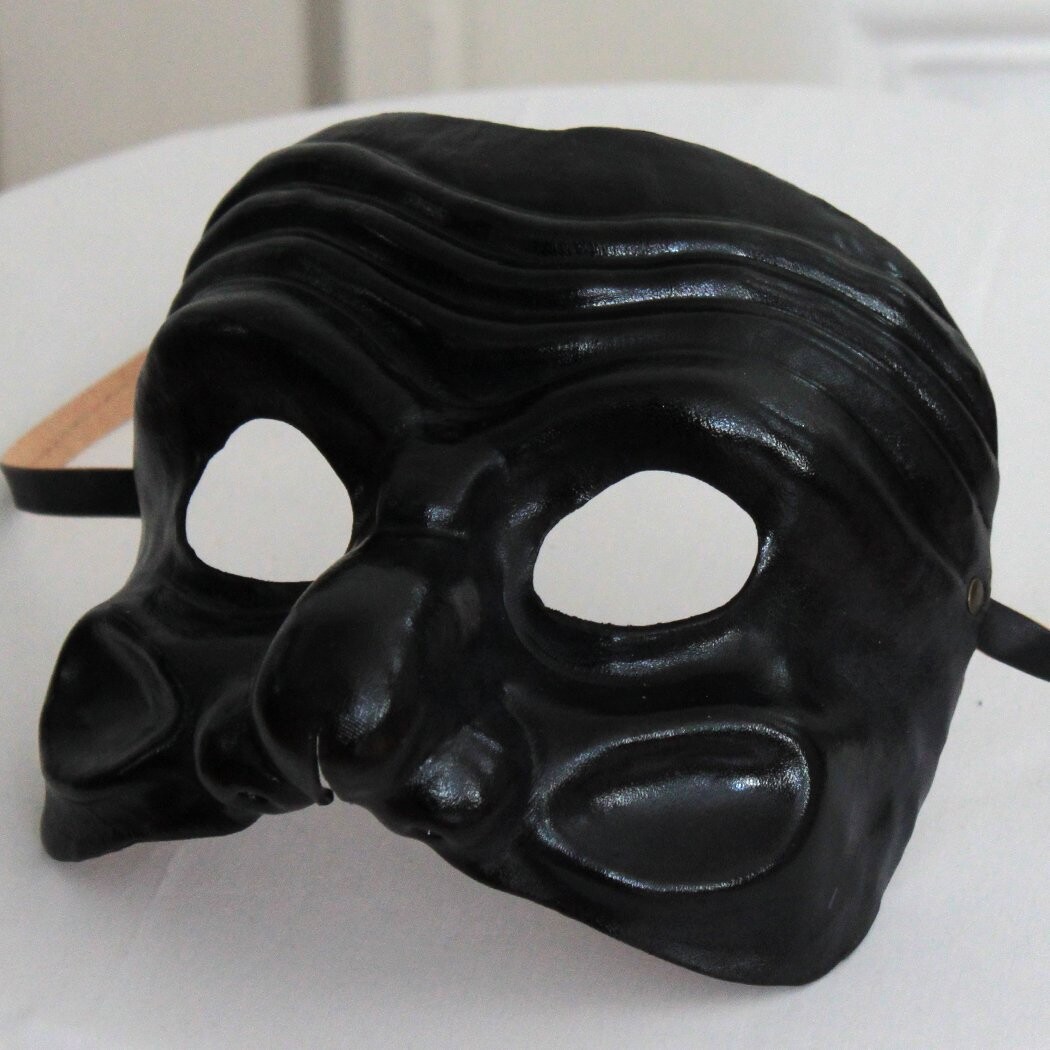 Brighella classico nero di cuoio per la Commedia dell' Arte - Ledermaske