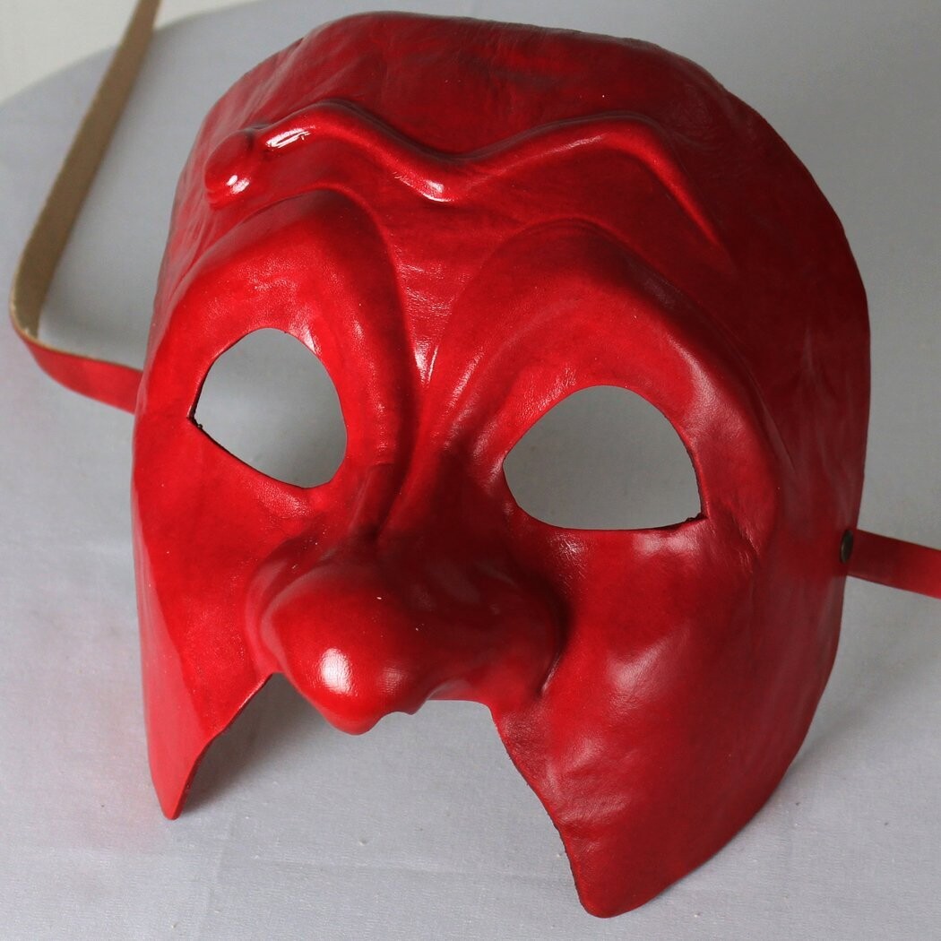 Tartaglia rosso di cuoio per la Commedia dell'Arte - Ledermaske