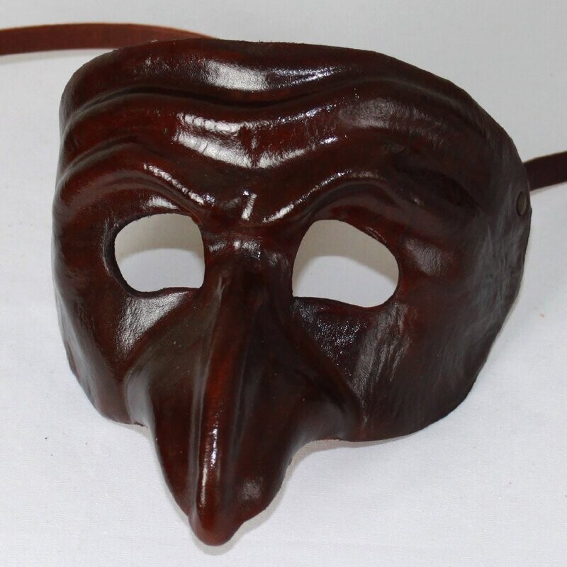 Pulcinella acerra marrone di cuoio per la Commedia dell' Arte - Leather mask Pulcinella acerra marrone di cuoio per la Commedia dell' Arte - Leather mask
