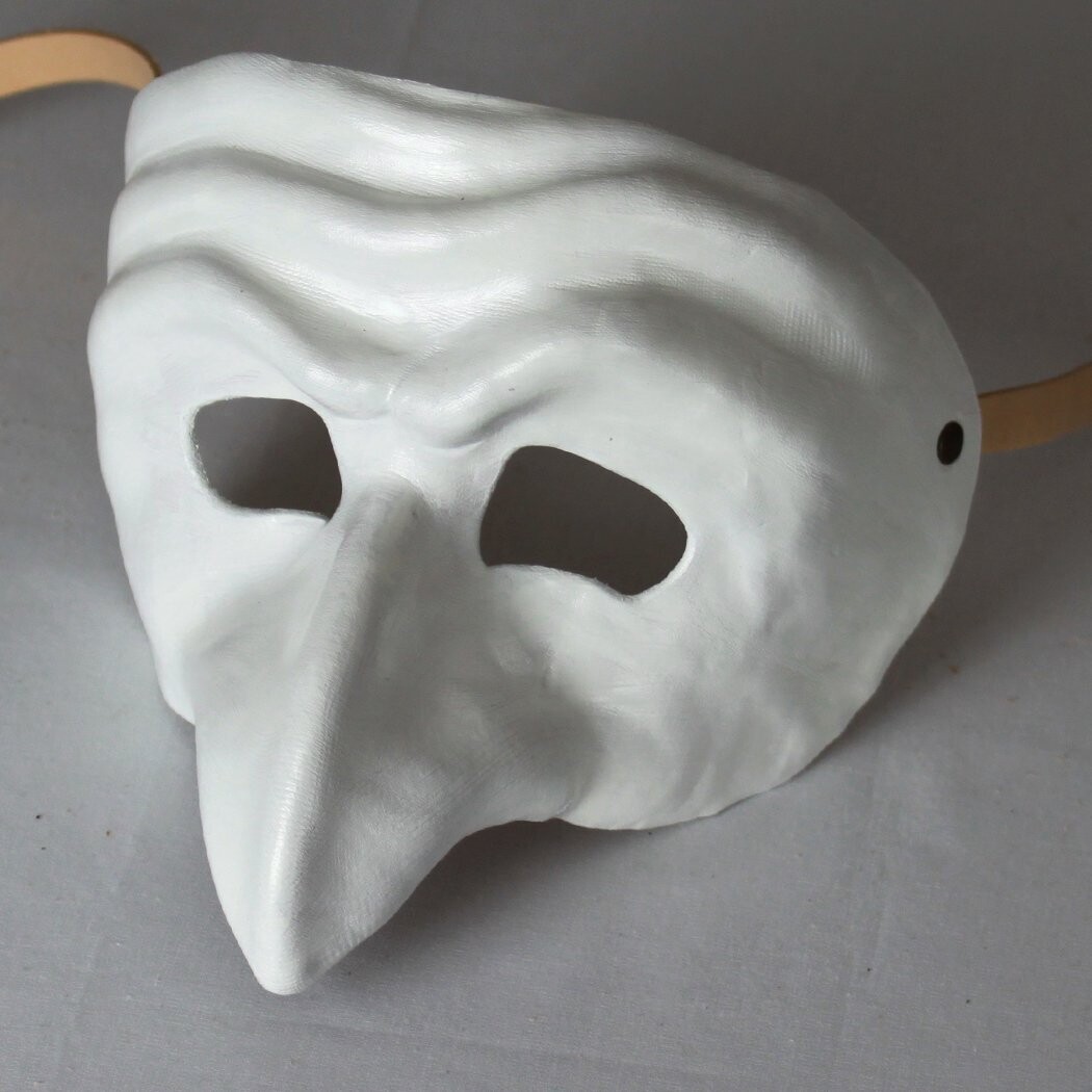 Pulcinella acerra bianco di cuoio per la Commedia dell' Arte - Ledermaske