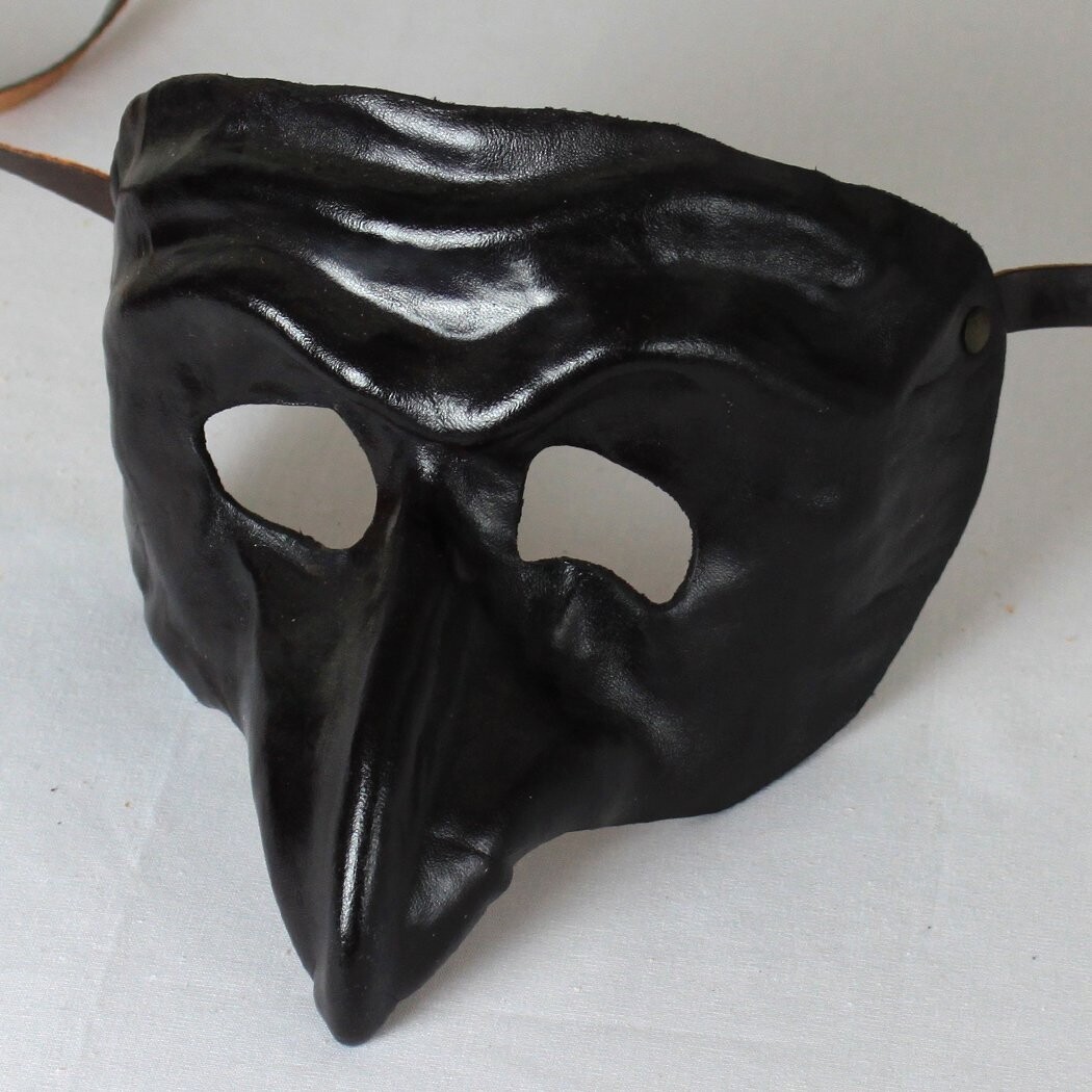Pulcinella acerra nera di cuoio per la Commedia dell' Arte - Ledermaske