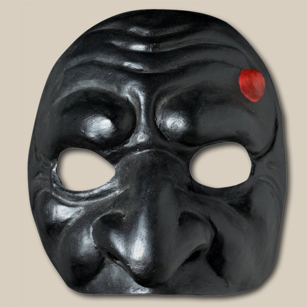 Pulcinella nero di cartapesta per la Commedia dell' Arte - Pappmaché-Maske
