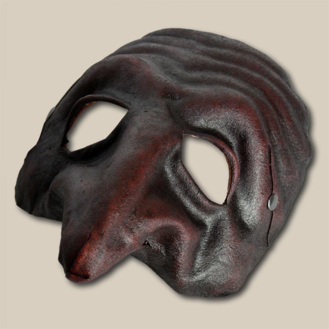 Pulcinella marrone di cuoio per la Commedia dell'Arte - Ledermaske