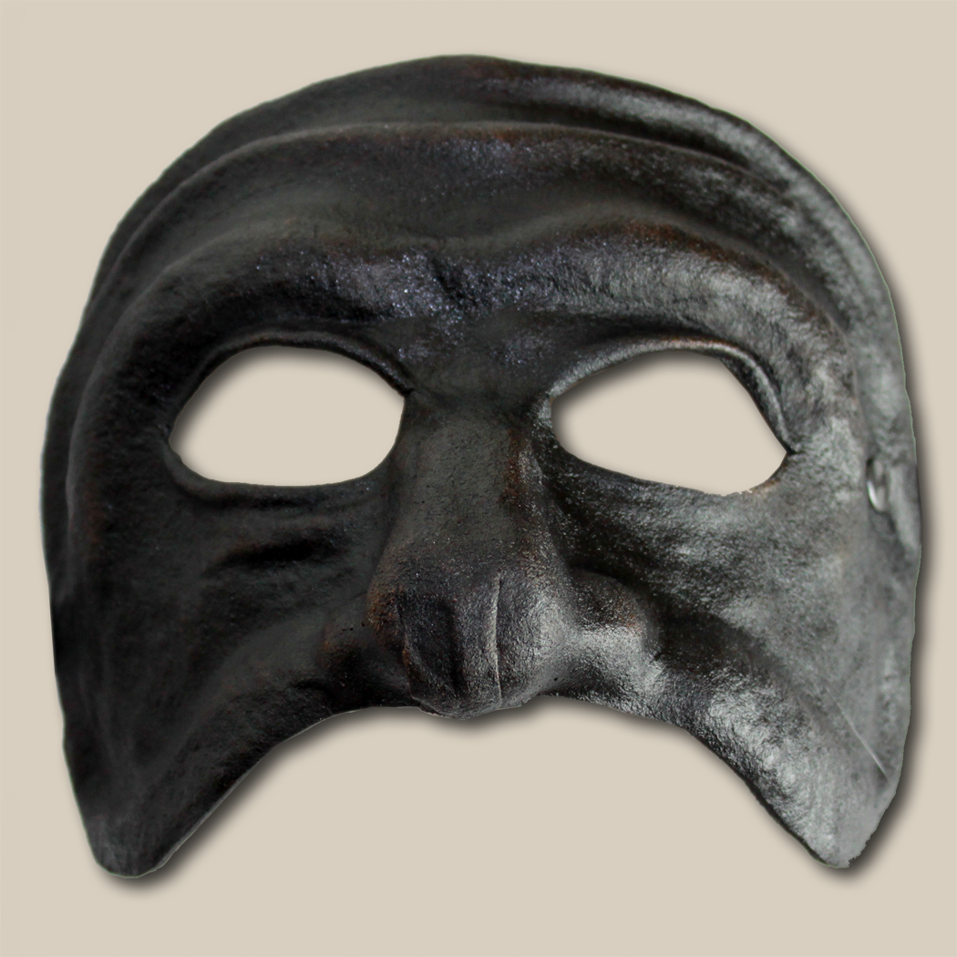 Scampiono nero di cuoio per la Commedia dell'Arte - Ledermaske