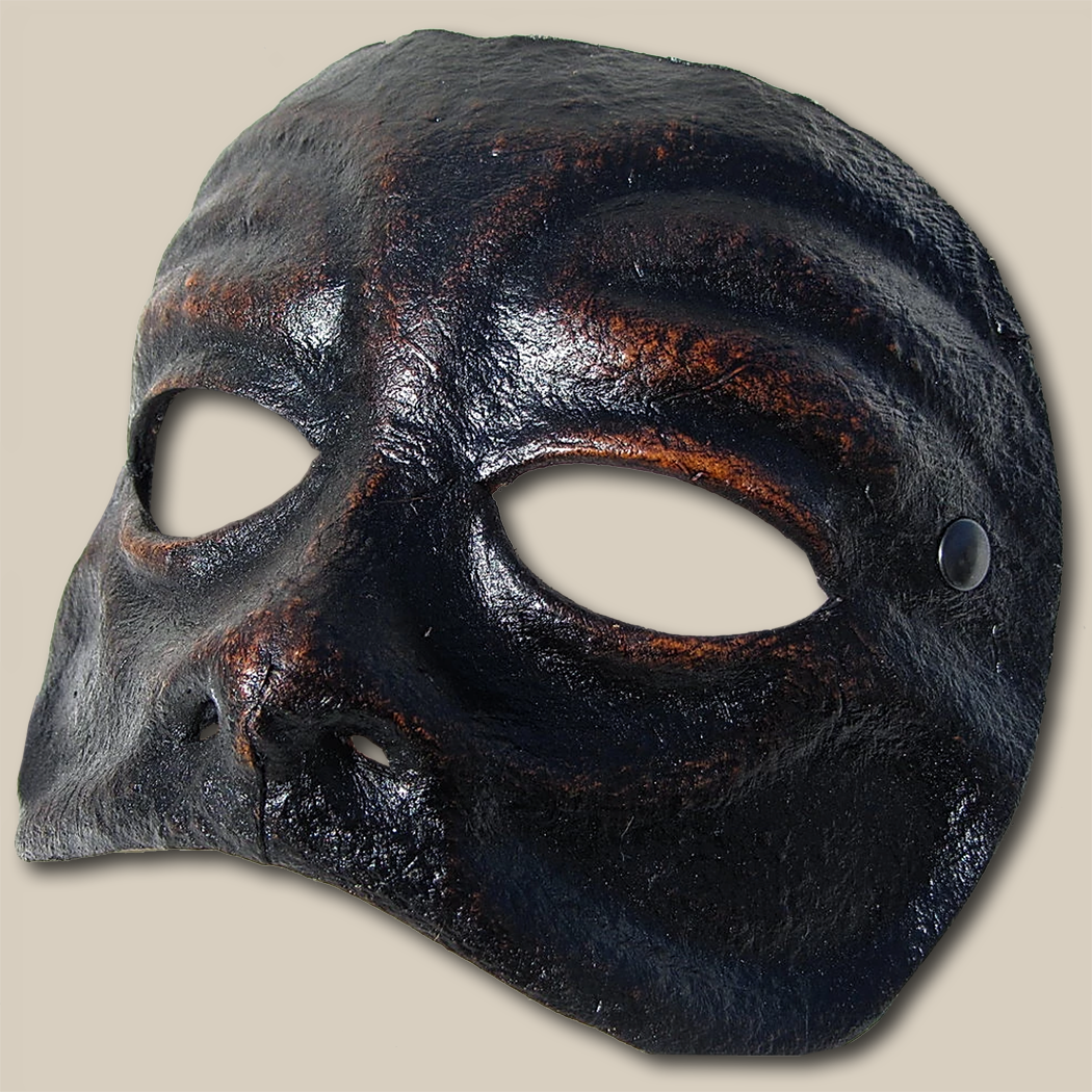 Arlecchino marrone di cuoio per la Commedia dell'Arte - Ledermaske