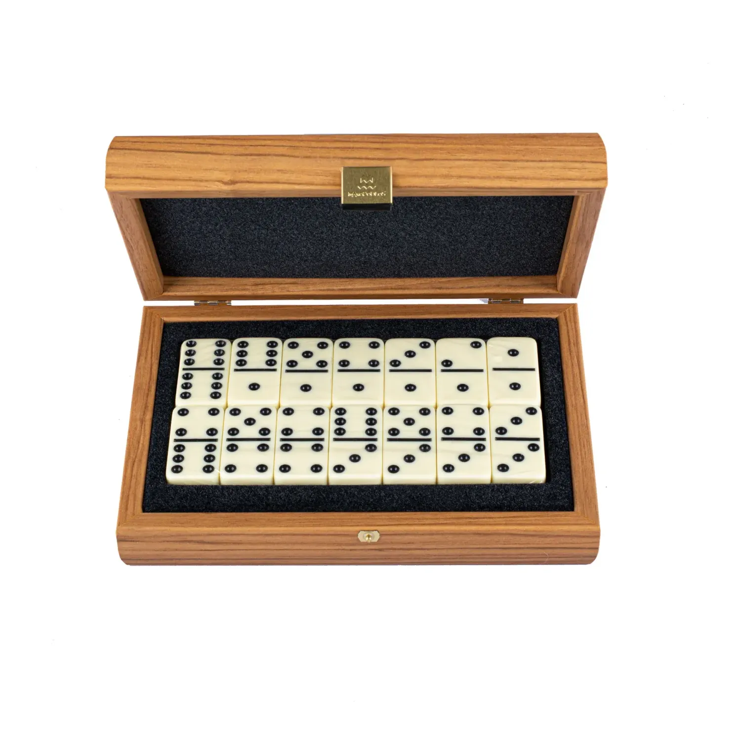 Luxuriöses Domino-Set in Walnuss-Nachbildung aus Holz