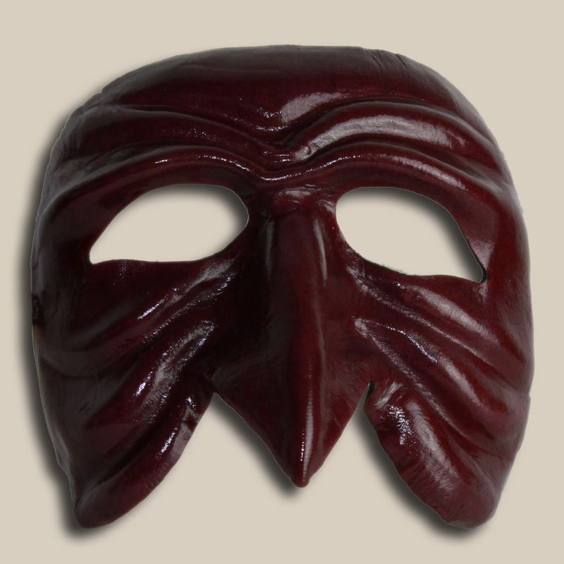 Stenterello bordeaux di cuoio per la Commedia dell' Arte - Ledermaske Stenterello bordeaux di cuoio per la Commedia dell' Arte - Ledermaske