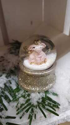 Schneekugel mit Glücksschwein mini