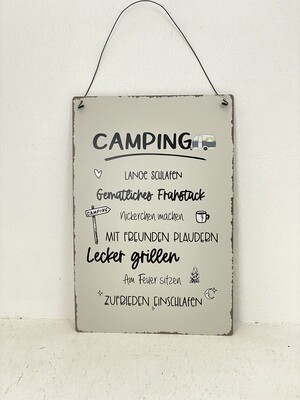 ​1 Metall Schild Motiv "Camping - Lange Schlafen...."