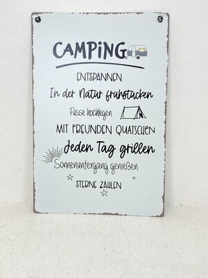Metall Schild Motiv "Camping - Entspannen...."