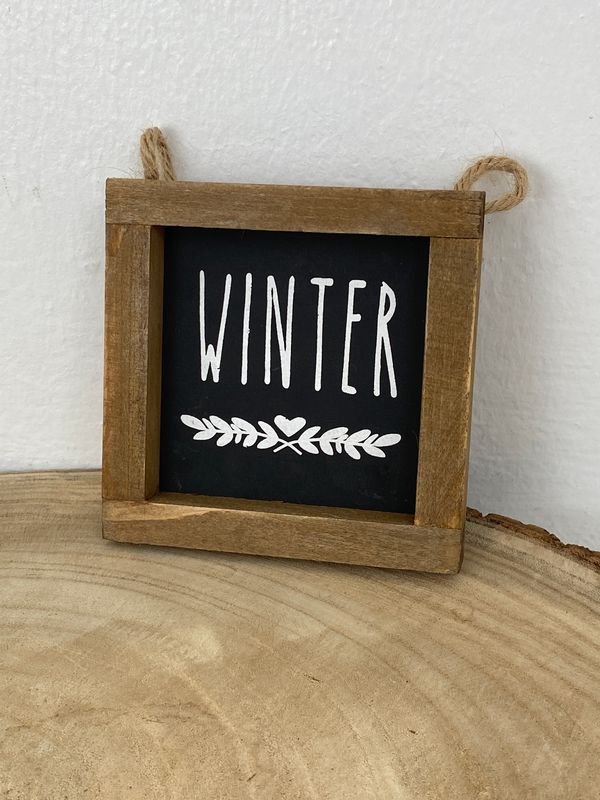 Holz Schild "Winter"  Schrift weiß