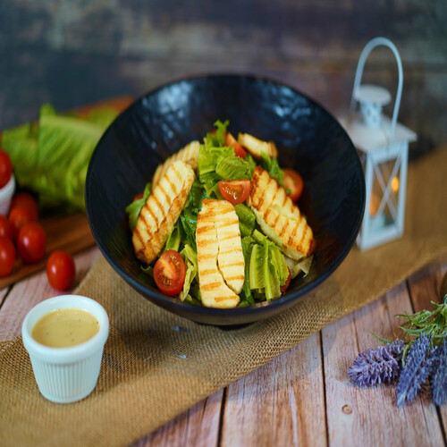 Grilled Halloumi Cheese with Tomato Salad