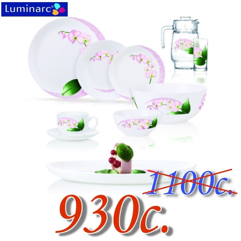Набор столовой посуды Luminarc &quot;Pink Orchid Diwali (Luminarc)&quot; разноцветный из 46 предм., количество персон: 6 персон