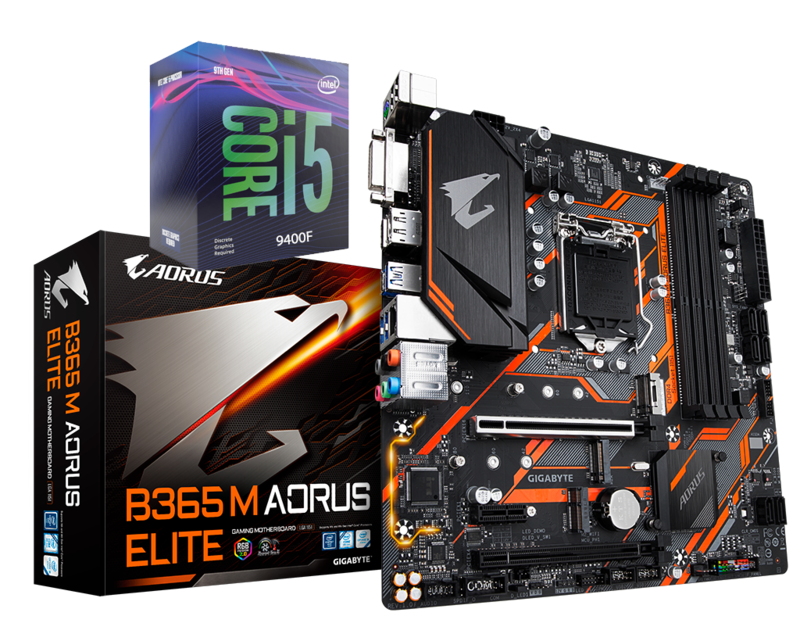 Intel® Core™ i5-9400F Processor (9M Cache, up to 4.10 GHz ) + AORUS B365 M AORUS ELITE Motherboard Bundle