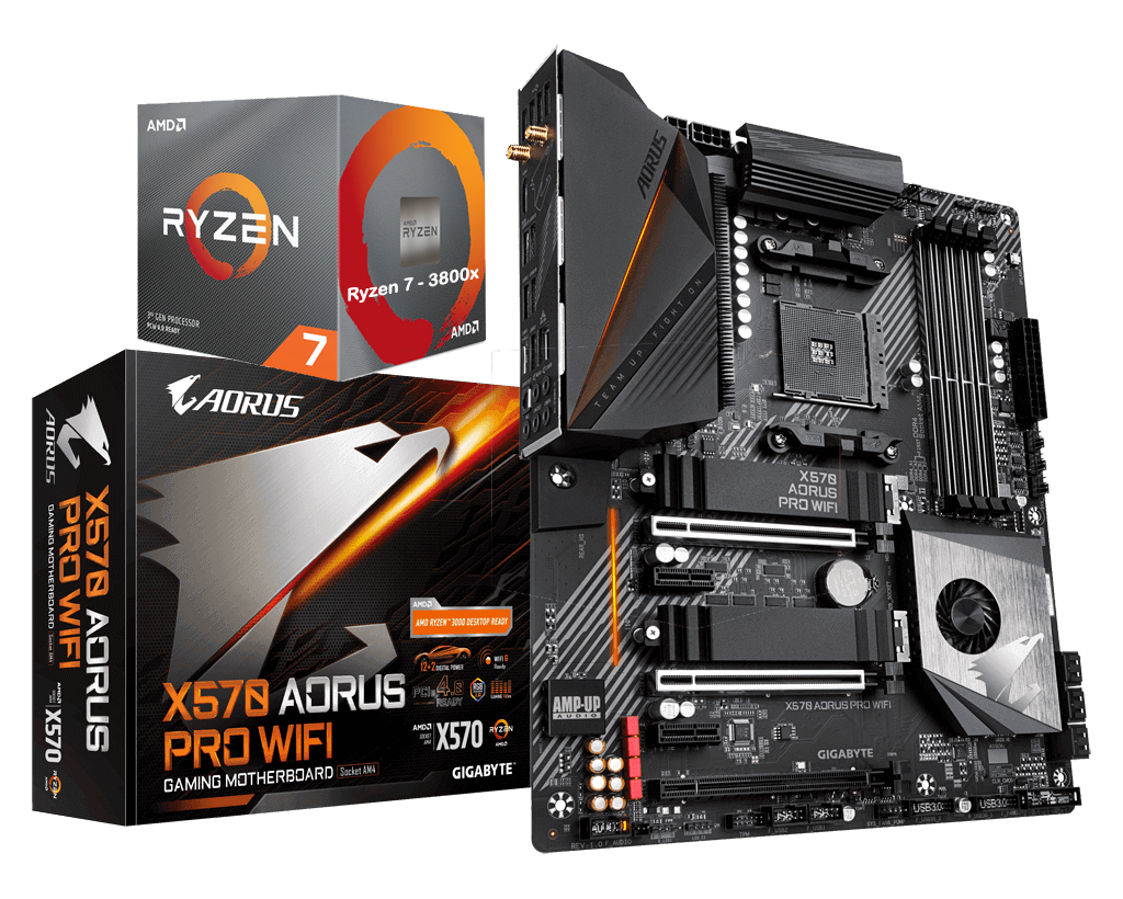 AMD RYZEN 7 3800X 8-Core 3.9 GHz (4.5 GHz Max Boost) + AORUS X570 PRO WIFI Motherboard Bundle