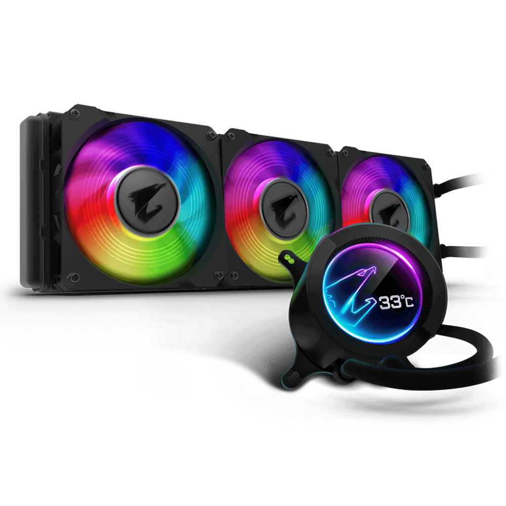 AORUS LIQUID COOLER 360, All-in-one Liquid Cooler with Circular LCD Display, RGB Fusion 2.0, Triple 120mm ARGB Fans