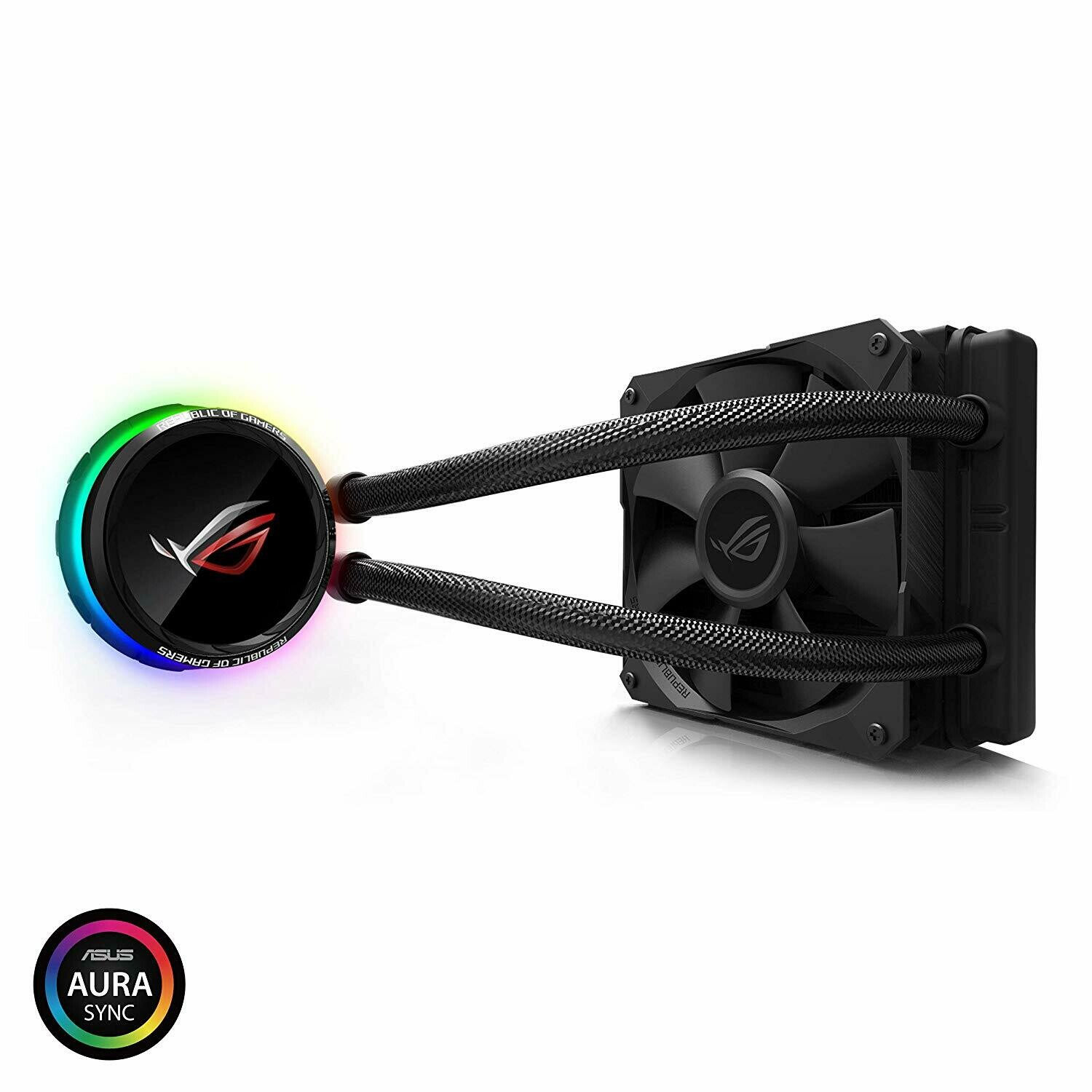 Asus ROG RYUO 120 RGB AIO Liquid CPU Cooler 120mm Radiator (120mm 4-Pin PWM Fan) with Livedash OLED Panel and Fanxpert CONTROLS