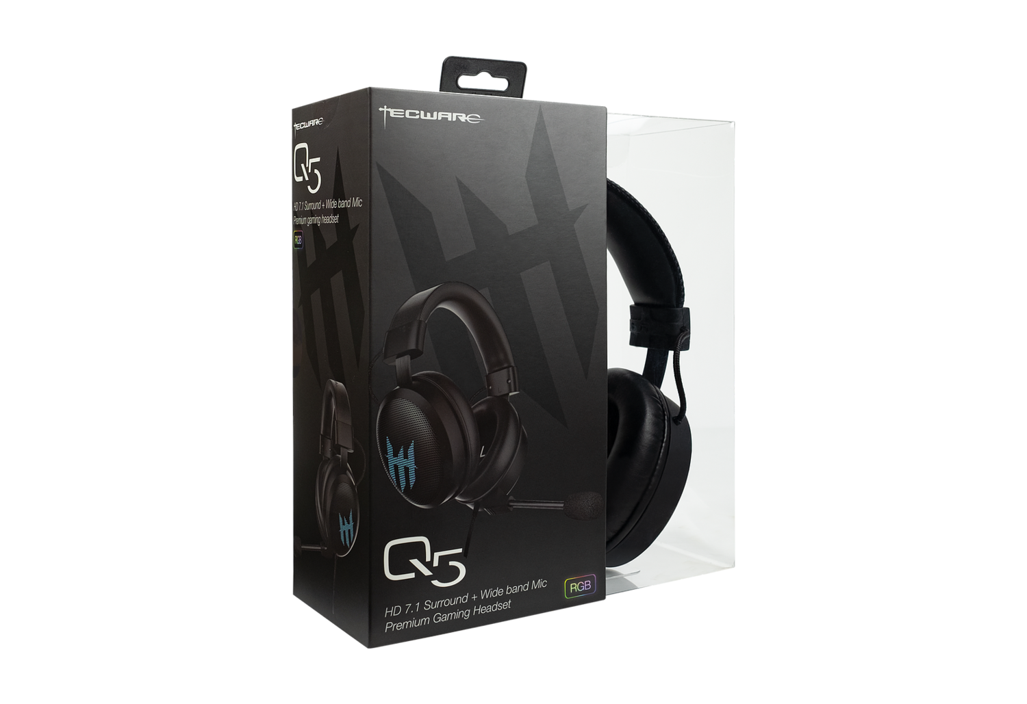 TECWARE Q5 7.1 SURROUND PREMIUM GAMING HEADSET | 7.1 SURROUND ENHANCEMENT | 5-BAND CUSTOM EQUALIZER SETTINGS | WIDEBAND MIC + GAIN CONTROL | RGB ILLUMNIATION