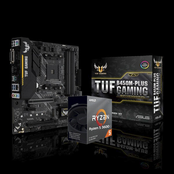 AMD RYZEN 5 3600X 6-Core 3.8 GHz (4.4 GHz Max Boost) + ASUS TUF B450M-PLUS GAMING  Bundle