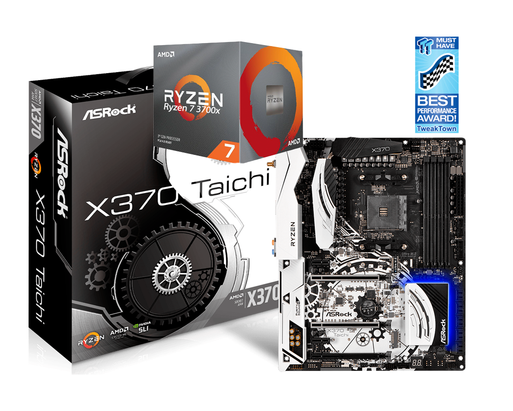 AMD RYZEN 7 3700X 8-Core 3.6 GHz (4.4 GHz Max Boost) + ASRock X370 Taichi ATX AM4 Motherboard Bundle
