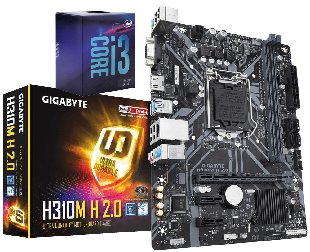 Intel® Core™ i3-9100F 4-Core (4.20 GHz) Processor  + Gigabyte H310M H 2.0 Motherboard Bundle