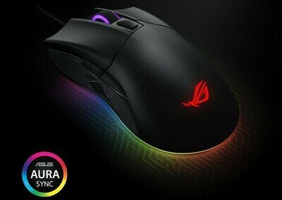 ASUS ROG Gladius II Aura Sync USB Wired Optical Ergonomic Gaming Mouse with DPI Target Button (12000 DPI)