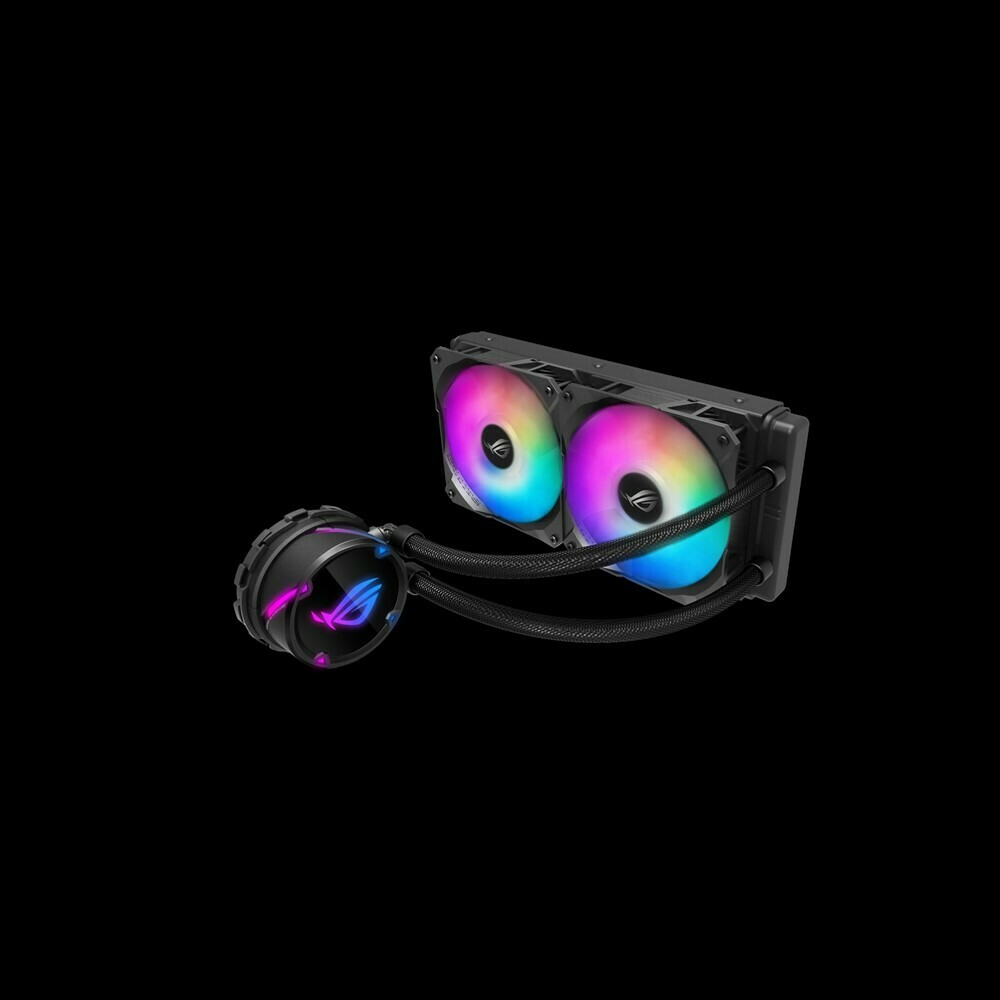 ASUS ROG Strix LC 240 all-in-one liquid CPU cooler with Aura Sync, and dual ROG 120mm addressable RGB radiator fans