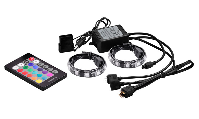 Deepcool RGB-350 LED Strips with Remote, Long life (100,000 hours) ultra-bright LED with 3 primary colors, Deep Cool with 2pcs LED Light Desktop PC RGB strips (with 200mm cable), Magnet-mounting .