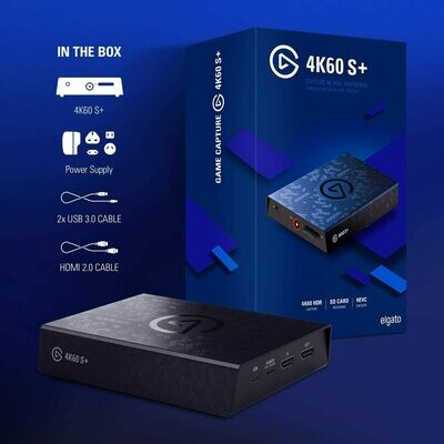Elgato Game Capture 4K60 S+ 4K60 HDR10 Capture with Standalone Sd Card Recording, Zero-Lag Passthrough