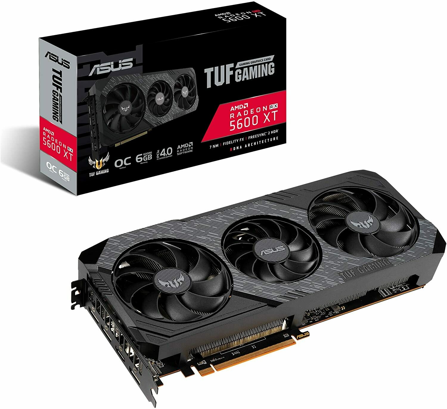 ASUS TUF RX 5600XT OC 6GB, GDDR6, Axial-tech Fan Design, 2.7-Slot Design, AMD Video Card