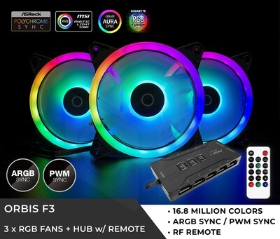 Tecware Orbis F3 ARGB FAN (3X120MM) 10PORT HUB + CONTROLLER Tecware Orbis F3 ARGB FAN (3X120MM) 10PORT HUB + CONTROLLER