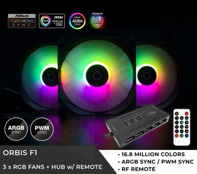 Tecware Orbis F1 ARGB FAN (3X120MM) 10PORT HUB + CONTROLLER Tecware Orbis F1 ARGB FAN (3X120MM) 10PORT HUB + CONTROLLER