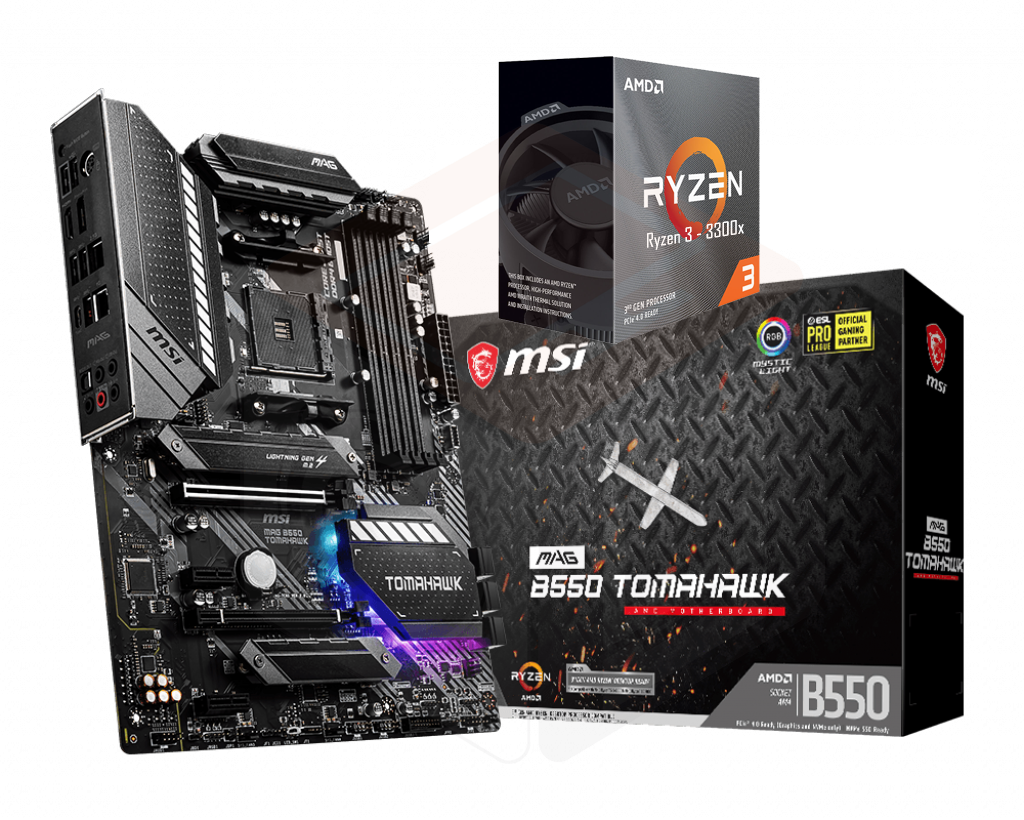 AMD Ryzen 3 3300X Quad-Core 3.8 GHz + MSI MAG B550 Tomahawk Motherboard Bundle