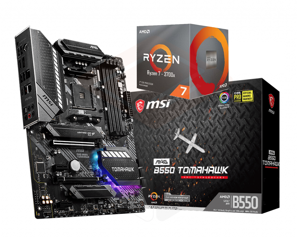 AMD RYZEN 7 3700X 8-Core 3.6 GHz (4.4 GHz Max Boost) + MSI MAG B550 Tomahawk Motherboard Bundle
