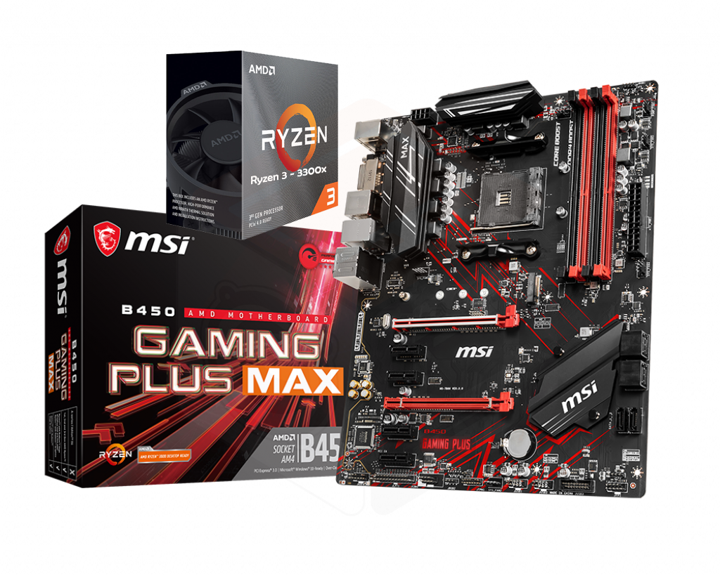 AMD Ryzen 3 3300X Quad-Core 3.8 GHz + MSI B450 Gaming Plus Max Motherboard  Bundle