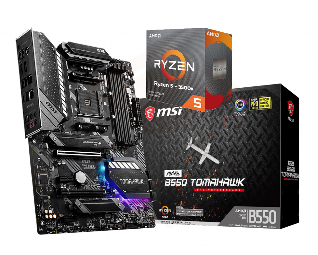 AMD RYZEN 5 3500X 6-Core 3.6 GHz (4.1 GHz Max Boost) + MSI MAG B550 TOMAHAWK Motherboard Bundle