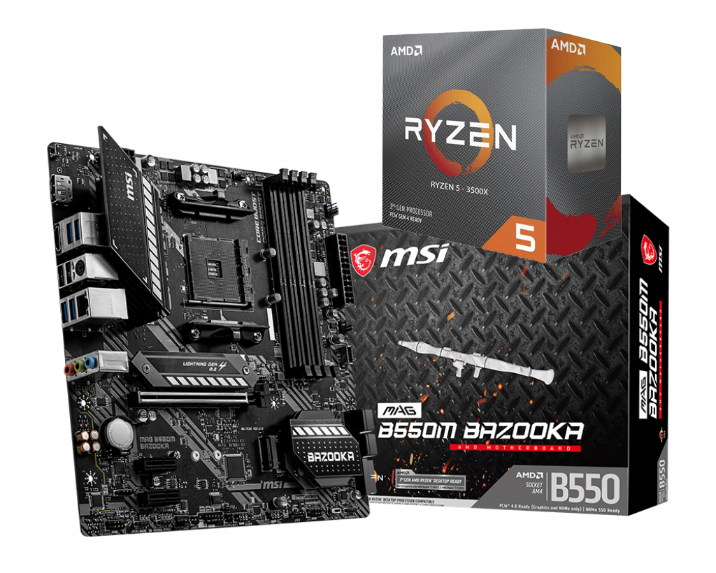 AMD RYZEN 5 3500X 6-Core 3.6 GHz (4.1 GHz Max Boost) + MSI MAG B550M BAZOOKA Motherboard Bundle