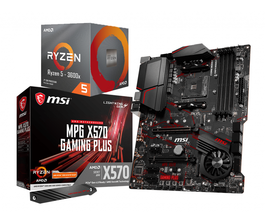 AMD RYZEN 5 3600X 6-Core 3.8 GHz (4.4 GHz Max Boost) + MSI MPG X570 Gaming Plus Motherboard Bundle