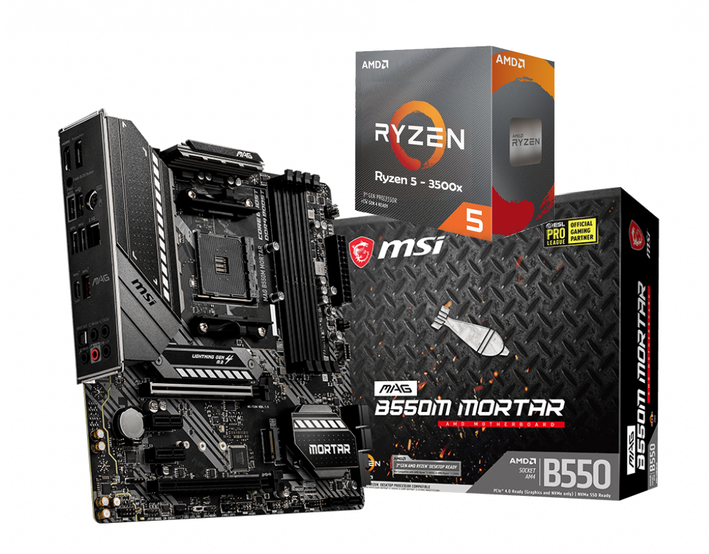 AMD RYZEN 5 3500X 6-Core 3.6 GHz (4.1 GHz Max Boost) + MSI MAG B550M M0RTAR Motherboard Bundle