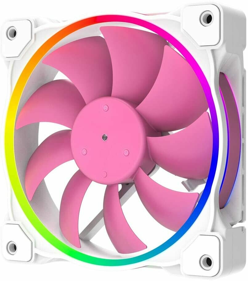 ID COOLING ZF-12025-PINK Case Fan 120mm 5V 3 PIN Addressable RGB Cooling Fan MB Sync, 4 PIN PWM Speed Control Fans for Radiator/CPU Cooler/Computer Case