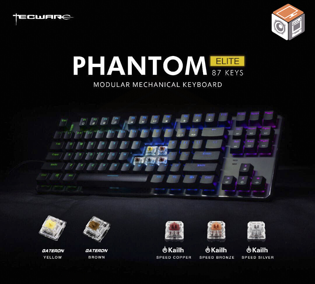 Tecware Phantom Elite TKL 87 Mechanical RGB Keyboard, Key Type: Gateron Brown