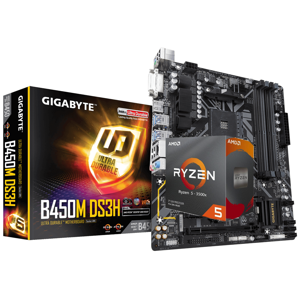 AMD RYZEN 5 3500X 6-Core 3.6 GHz (4.1 GHz Max Boost) + Gigabyte GA-B450M-DS3H Motherboard Bundle
