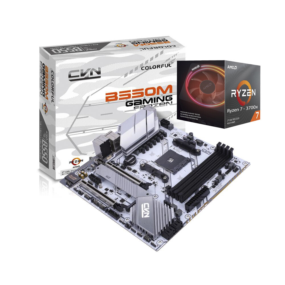 AMD RYZEN 7 3700X 8-Core 3.6 GHz (4.4 GHz Max Boost) + Colorful B550M Gaming Frozen V14 Motherboard Bundle