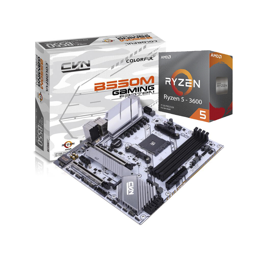 AMD RYZEN 5 3600XT 6-Core 3.6 GHz (4.5 GHz Max Boost) + Colorful B550M Gaming Frozen V14 Motherboard Bundle
